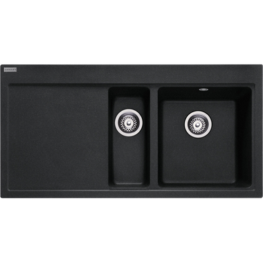 Mythos - Inbouwspoeltafel / 1000 x 515 mm / 1+1/2 bak / Onyx / Druipblad links